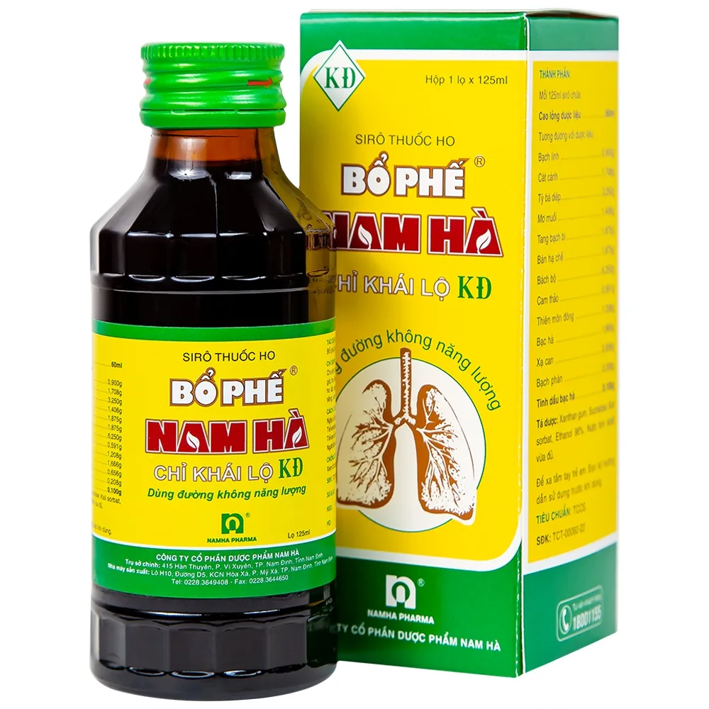 Hình ảnh Siro thuốc ho Bổ Phế Nam Hà Chỉ Khái Lộ KĐ chuyên trị ho do cảm mạo, ho gió, ho khan, ho có đờm (125ml)
