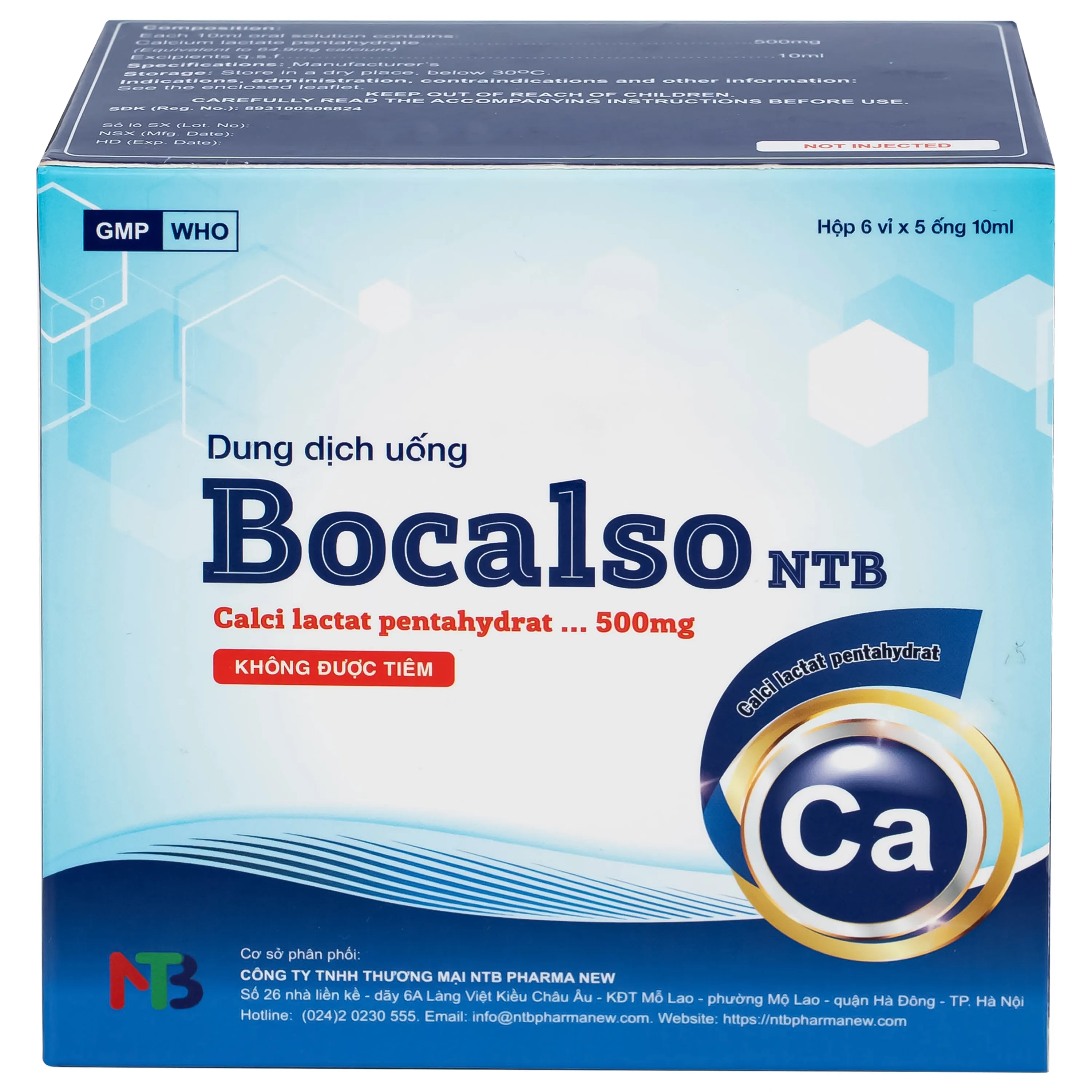 Hình ảnh Thuốc Bocalso NTB Pharma bổ sung canxi cho các trường hợp có nguy cơ thiếu canxi (6 vỉ x 5 ống)