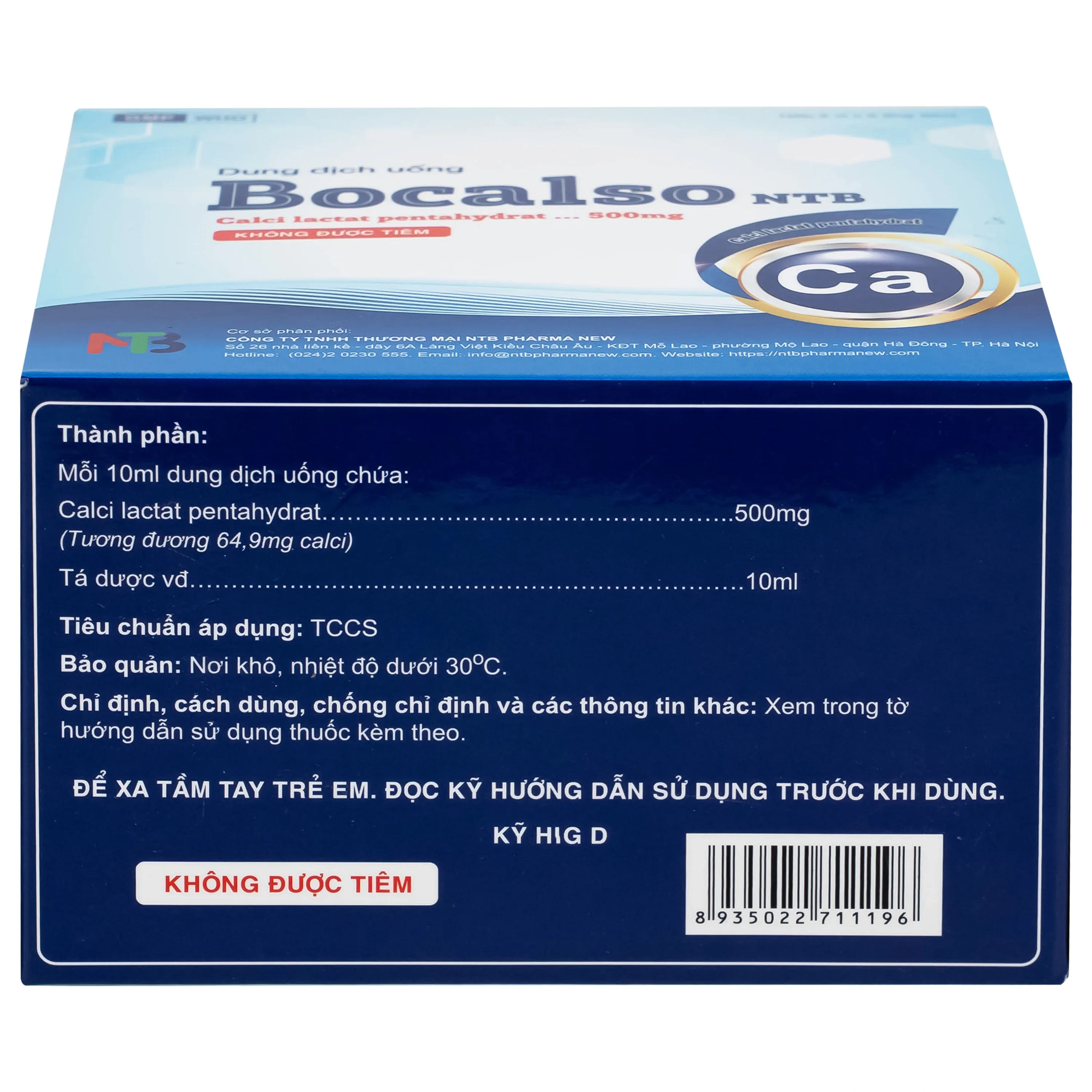 Hình ảnh Thuốc Bocalso NTB Pharma bổ sung canxi cho các trường hợp có nguy cơ thiếu canxi (6 vỉ x 5 ống)