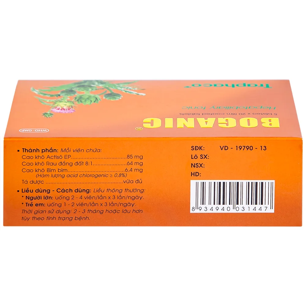 Hình ảnh Thuốc Boganic Traphaco bổ gan, hỗ trợ điều trị suy giảm chức năng gan (5 vỉ x 20 viên)