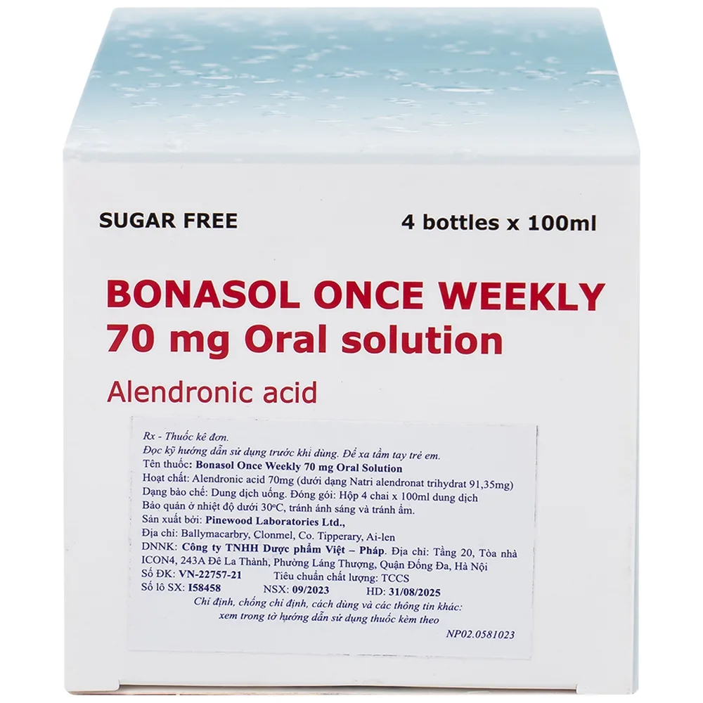 Hình ảnh Dung dịch uống Bonasol Once Weekly 70mg Oral Solution Pinewood điều trị loãng xương (4 chai x 100 ml)