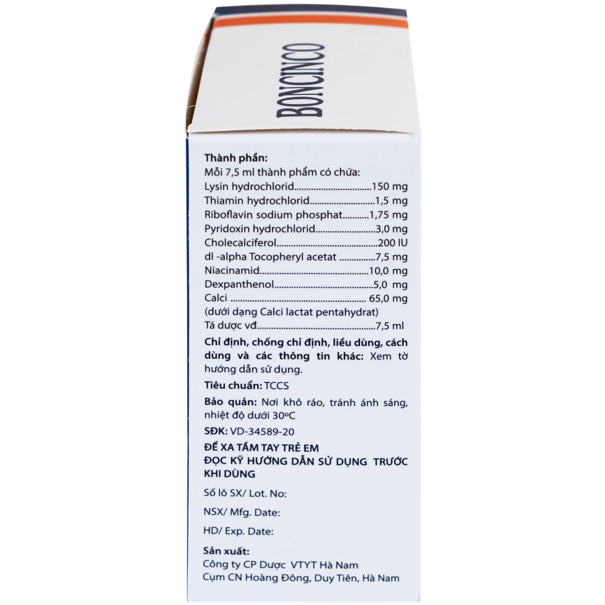 Hình ảnh Thuốc Boncinco Hà Nam giúp bổ sung các vitamin và acid amin thiết yếu (20 ống x 7.5ml)