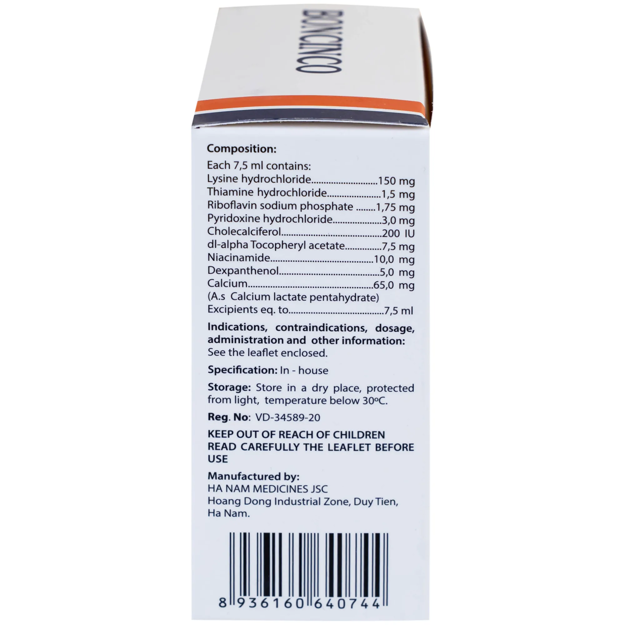 Hình ảnh Thuốc Boncinco Hà Nam giúp bổ sung các vitamin và acid amin thiết yếu (20 ống x 7.5ml)