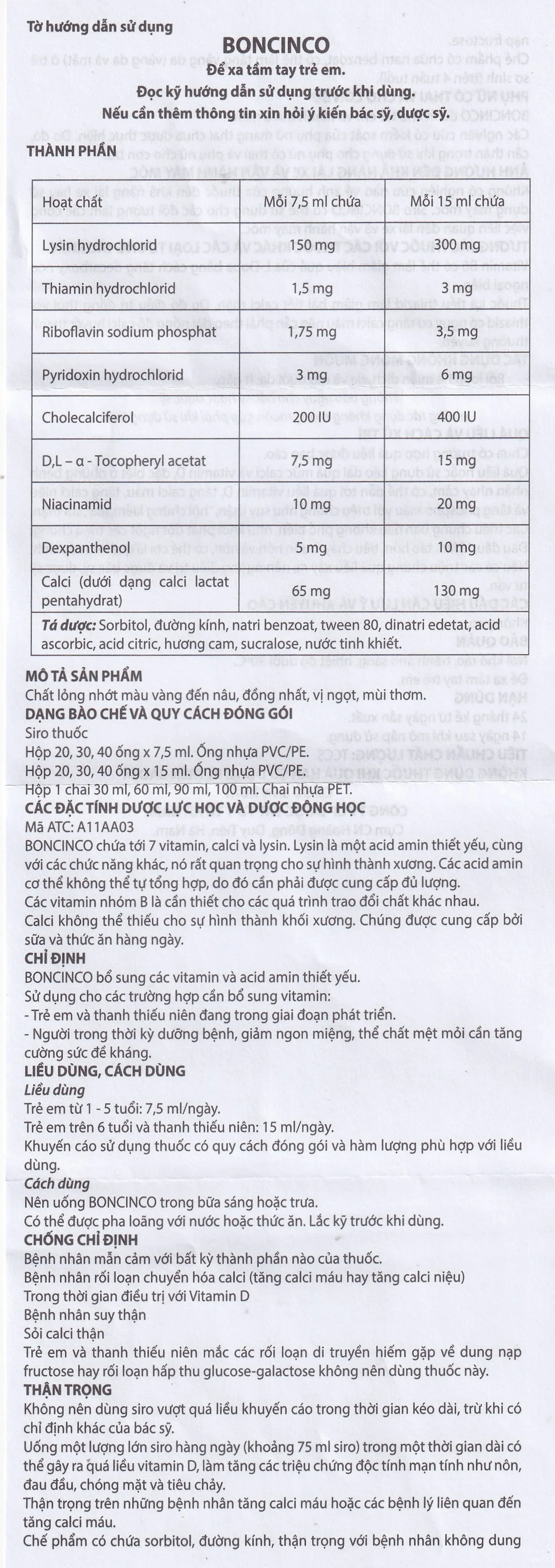 Hình ảnh Thuốc Boncinco Hà Nam giúp bổ sung các vitamin và acid amin thiết yếu (20 ống x 7.5ml)