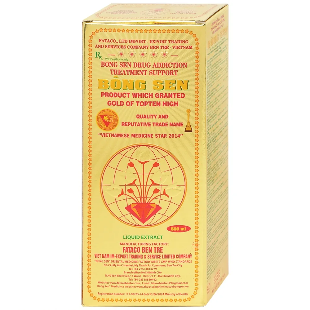 Hình ảnh Thuốc nước uống Bông Sen 500ml Fataco hỗ trợ cắt cơn cai nghiện ma túy (4 chai)