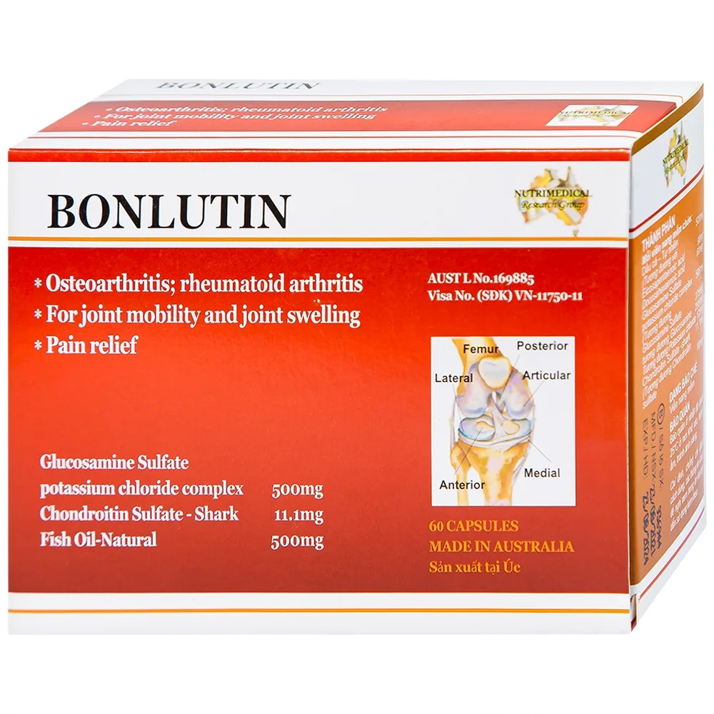 Hình ảnh Thuốc Bonlutin Catalent giảm triệu chứng của thoái hóa khớp gối nhẹ và trung bình (4 vỉ x 15 viên)