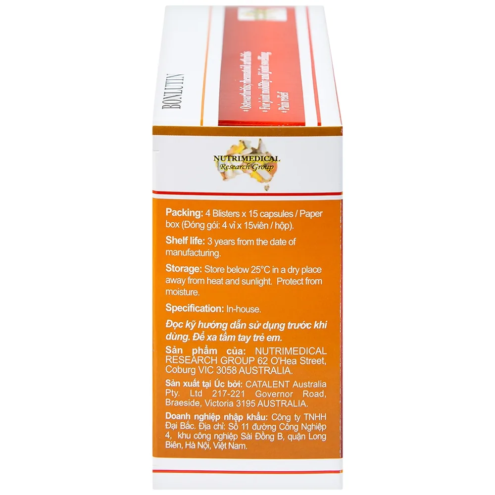 Hình ảnh Thuốc Bonlutin Catalent giảm triệu chứng của thoái hóa khớp gối nhẹ và trung bình (4 vỉ x 15 viên)