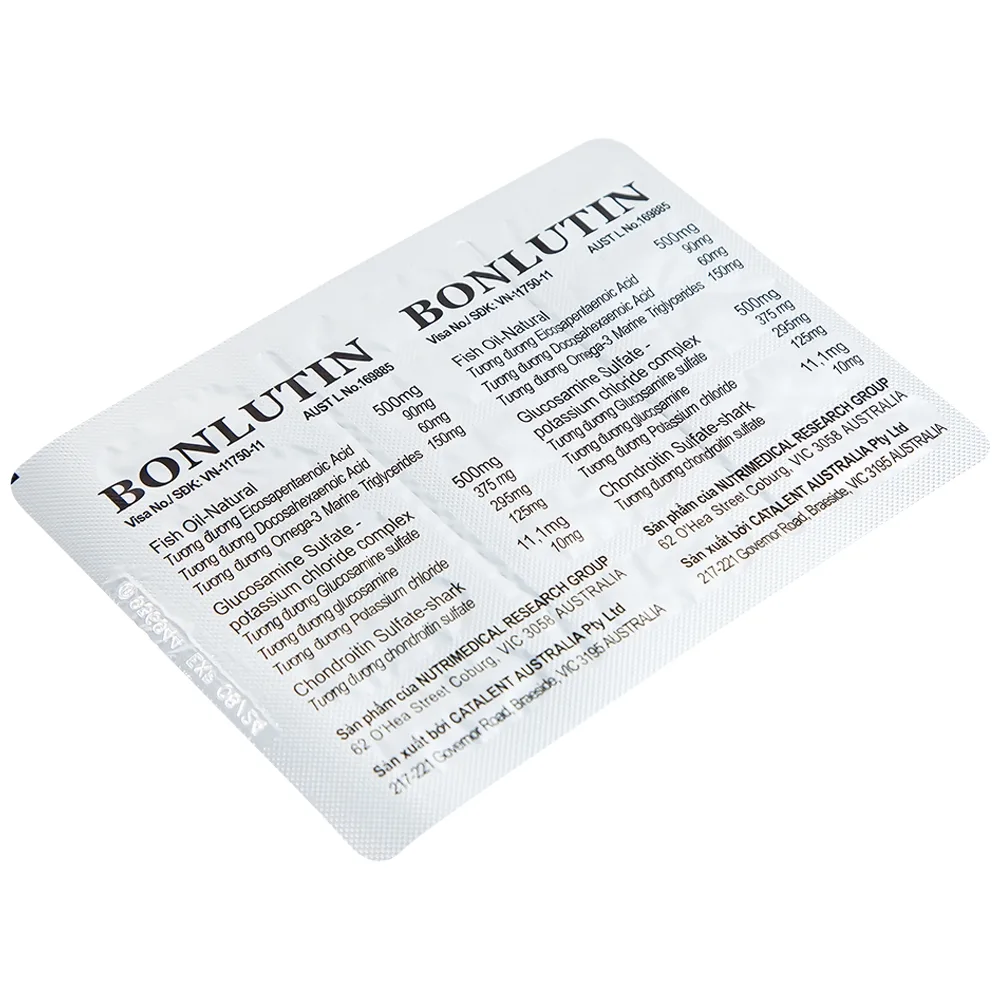 Hình ảnh Thuốc Bonlutin Catalent giảm triệu chứng của thoái hóa khớp gối nhẹ và trung bình (4 vỉ x 15 viên)