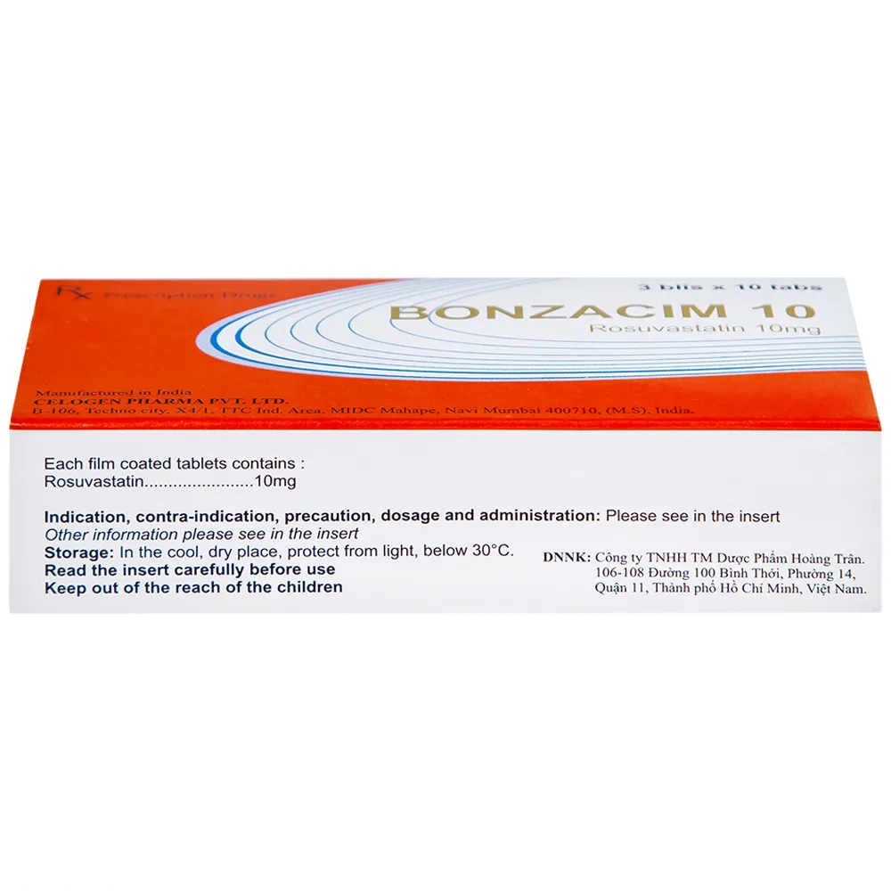 Hình ảnh Thuốc Bonzacim 10 Celogen Pharma giảm cholesterol toàn phần (3 vỉ x 10 viên)