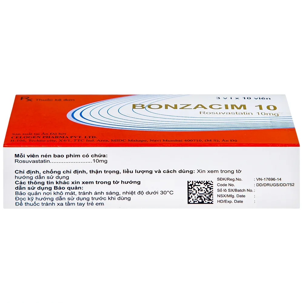 Hình ảnh Thuốc Bonzacim 10 Celogen Pharma giảm cholesterol toàn phần (3 vỉ x 10 viên)