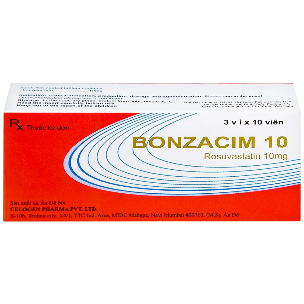 Hình ảnh Thuốc Bonzacim 10 Celogen Pharma giảm cholesterol toàn phần (3 vỉ x 10 viên)