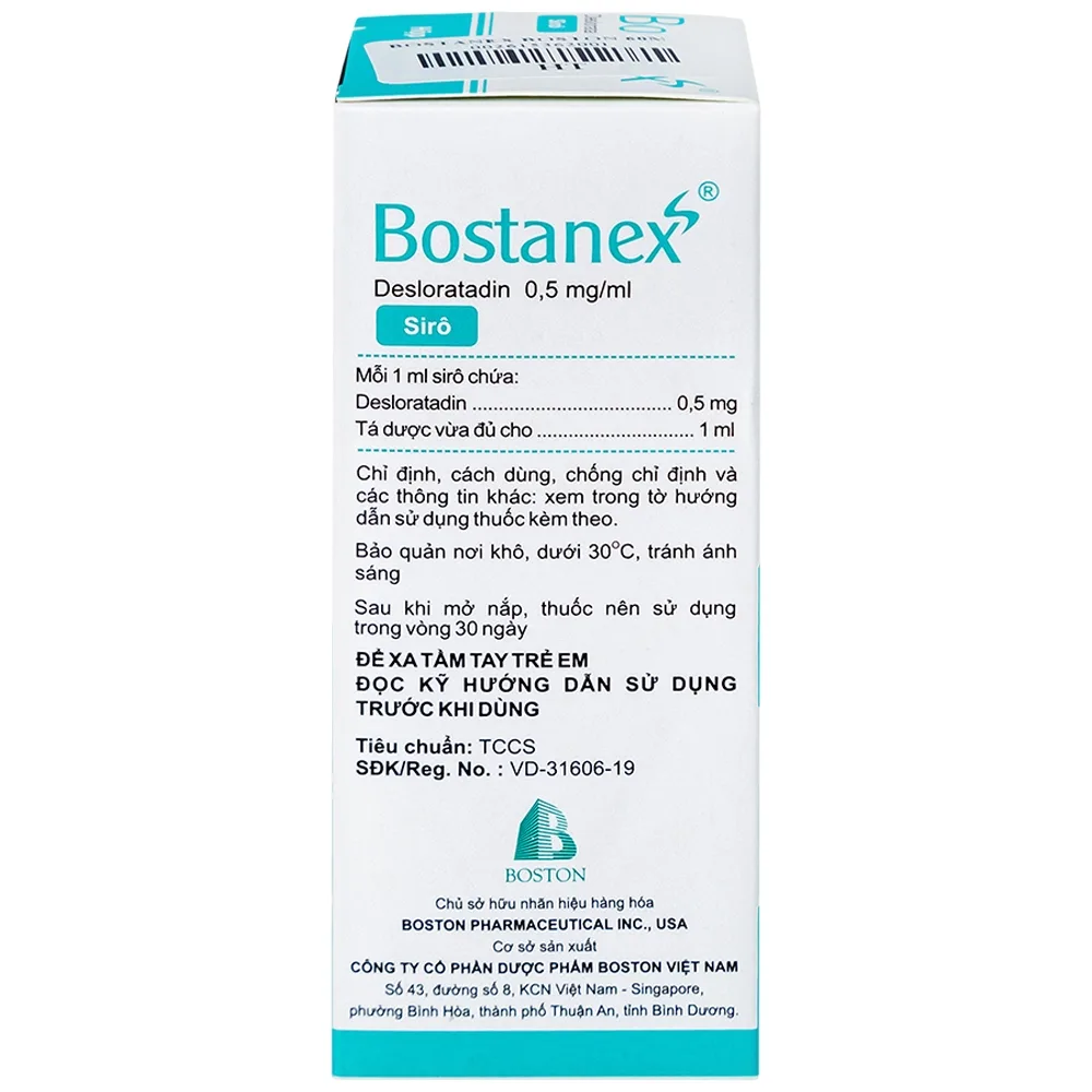 Hình ảnh Thuốc Bostanex Boston giảm viêm mũi dị ứng, nổi mày đay (60ml)