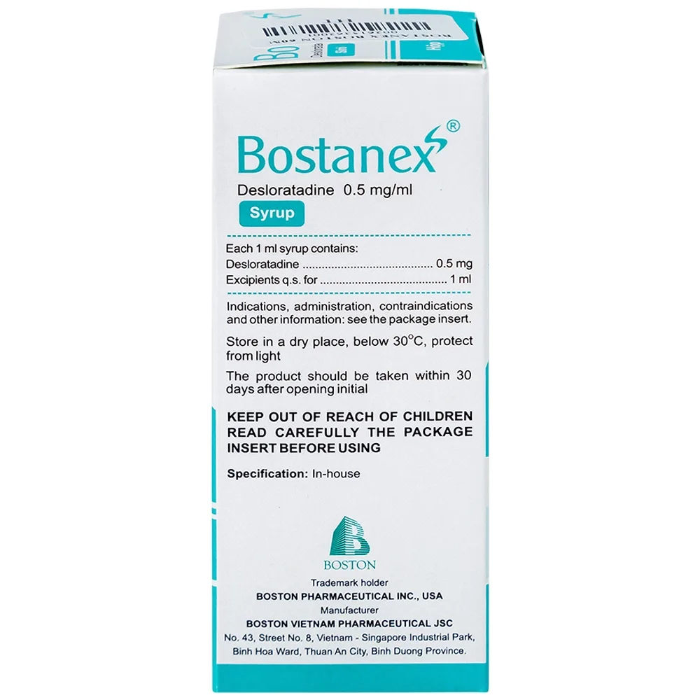 Hình ảnh Thuốc Bostanex Boston giảm viêm mũi dị ứng, nổi mày đay (60ml)