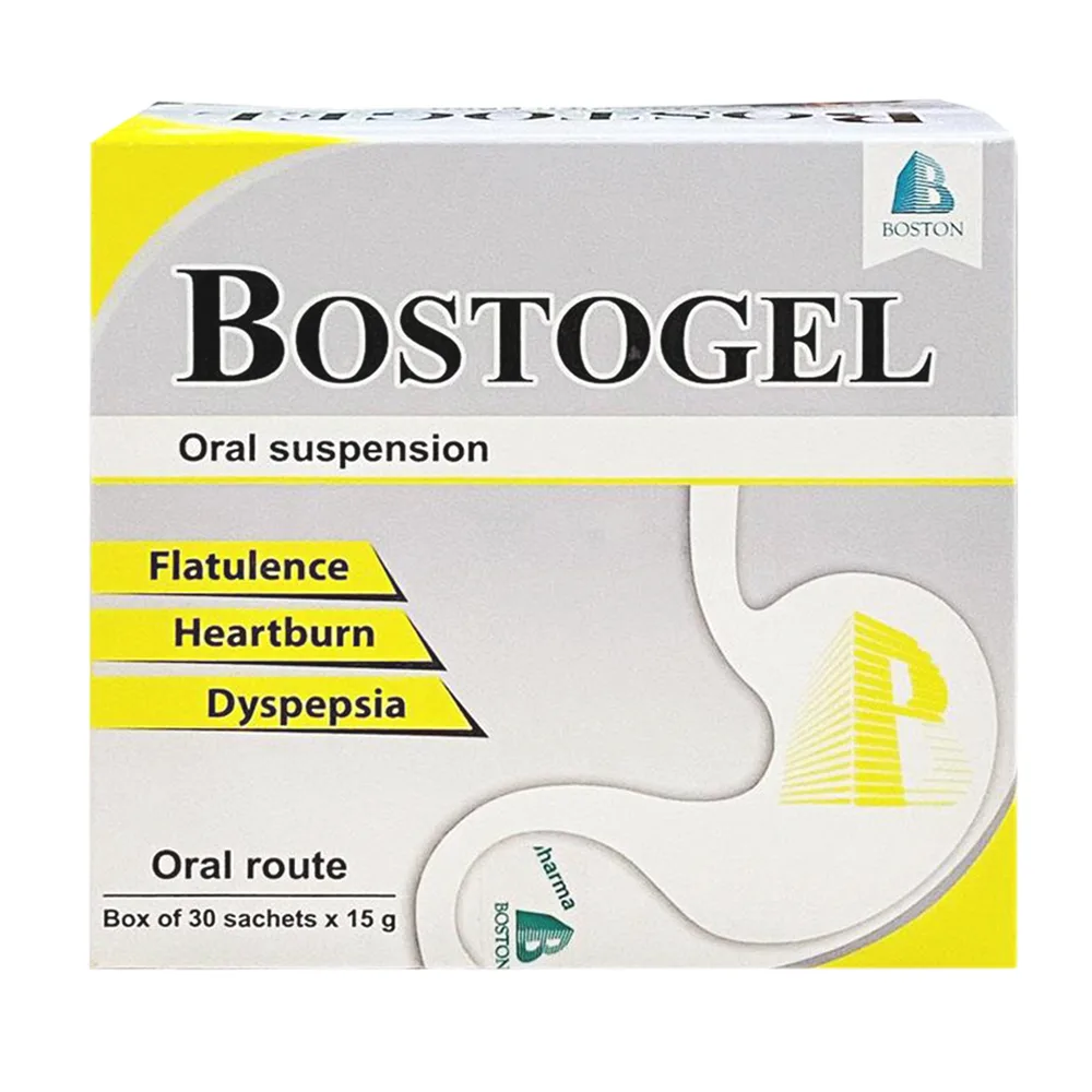 Hình ảnh Hỗn dịch uống Bostogel Boston điều trị rối loạn tiêu hóa, đầy hơi, ợ nóng, khó tiêu (30 gói x 15g)
