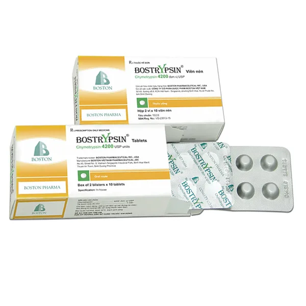 Hình ảnh Thuốc Bostrypsin 4200 Boston điều trị phù nề sau chấn thương hoặc sau phẫu thuật (2 vỉ x 10 viên)