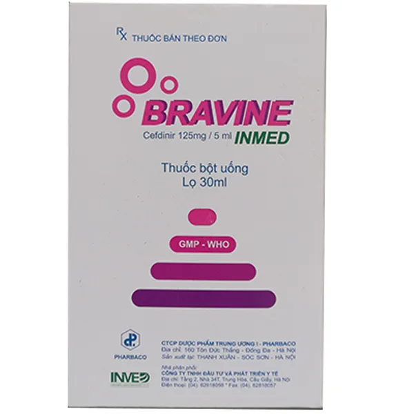 Hình ảnh Thuốc bột uống Bravine Inmed Pharbaco điều trị các bệnh nhiễm trùng (30ml)