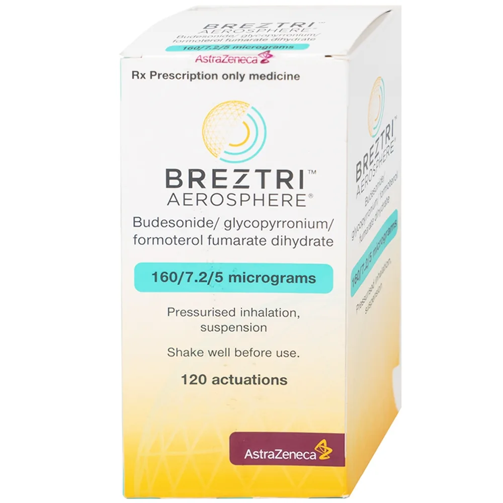 Hình ảnh Thuốc hít Breztri 160/7.2/5mcg Astrazeneca giảm co thắt phế quản cấp tính (120 liều)
