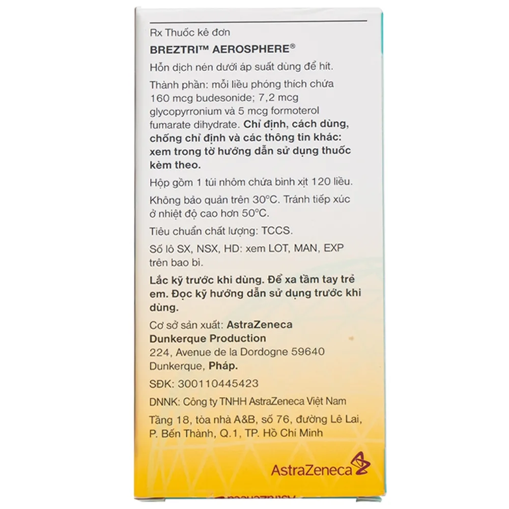 Hình ảnh Thuốc hít Breztri 160/7.2/5mcg Astrazeneca giảm co thắt phế quản cấp tính (120 liều)