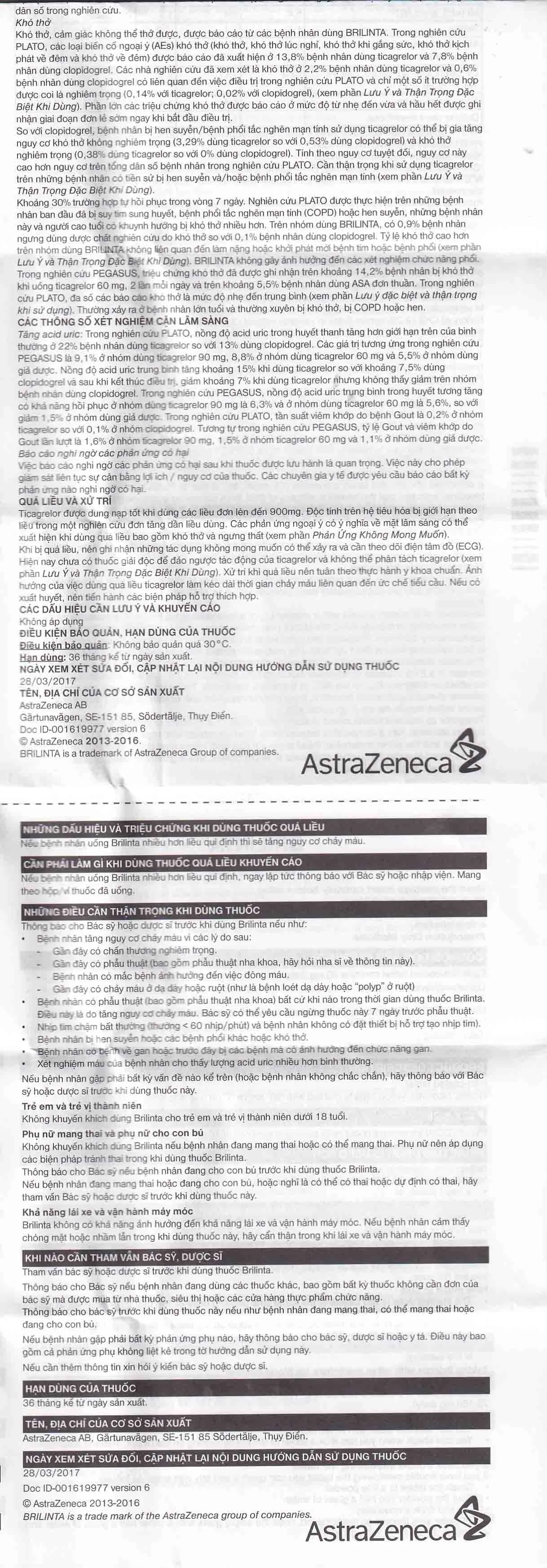 Hình ảnh Thuốc Brilinta AstraZeneca giảm nguy cơ bị lên cơn đau tim , đột quỵ (6 vỉ x 10 viên)