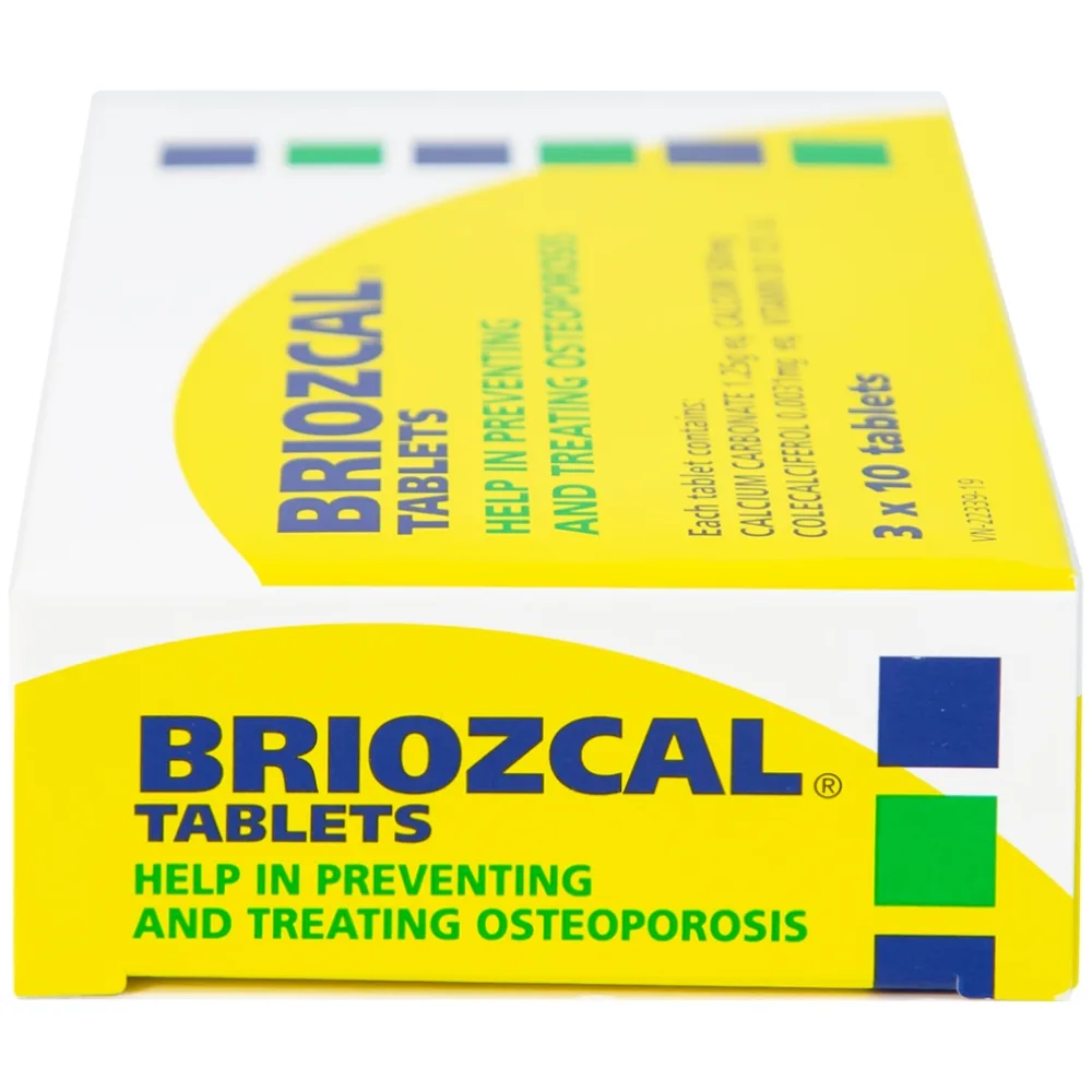 Hình ảnh Thuốc Briozcal Bridge Healthcare dự phòng và điều trị thiếu hụt calci, vitamin D3 (3 vỉ x 10 viên)