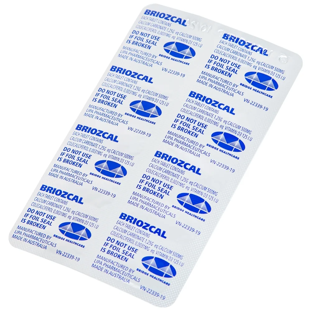 Hình ảnh Thuốc Briozcal Bridge Healthcare dự phòng và điều trị thiếu hụt calci, vitamin D3 (3 vỉ x 10 viên)