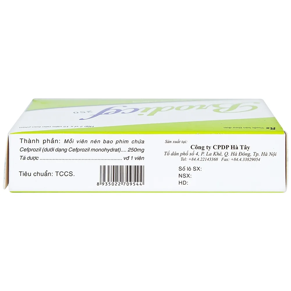 Hình ảnh Thuốc Brodicef 250 Hà Tây điều trị nhiễm trùng (2 vỉ x 15 viên)