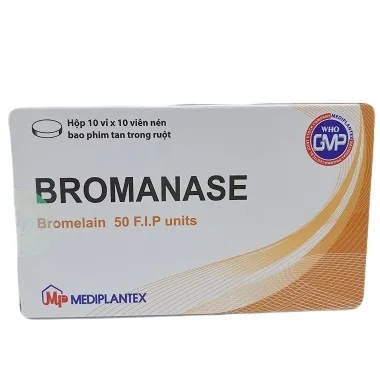Hình ảnh Thuốc Bromanase điều trị viêm sưng, phù nề sau phẫu thuật và chấn thương (10 vỉ x 10 viên)
