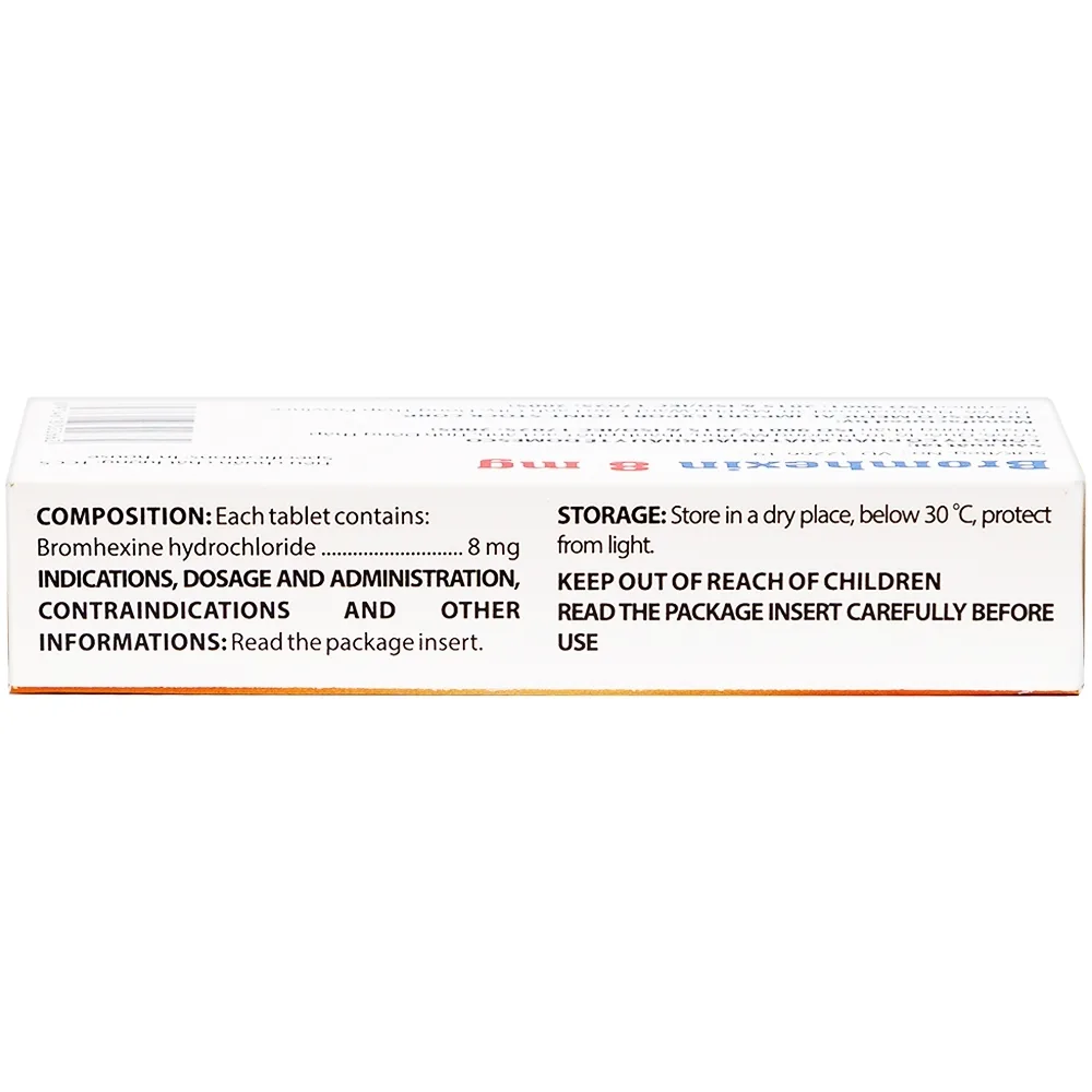Hình ảnh Thuốc Bromhexin 8mg Domesco điều trị rối loạn tiết dịch phế quản trong viêm phế quản cấp tính (3 vỉ x 10 viên)