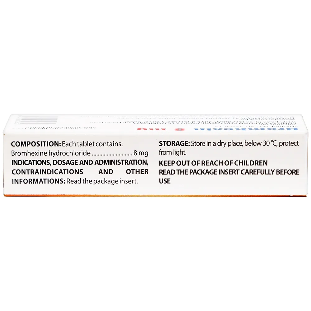 Hình ảnh Thuốc Bromhexin 8mg Domesco điều trị rối loạn tiết dịch phế quản trong viêm phế quản cấp tính (3 vỉ x 10 viên)