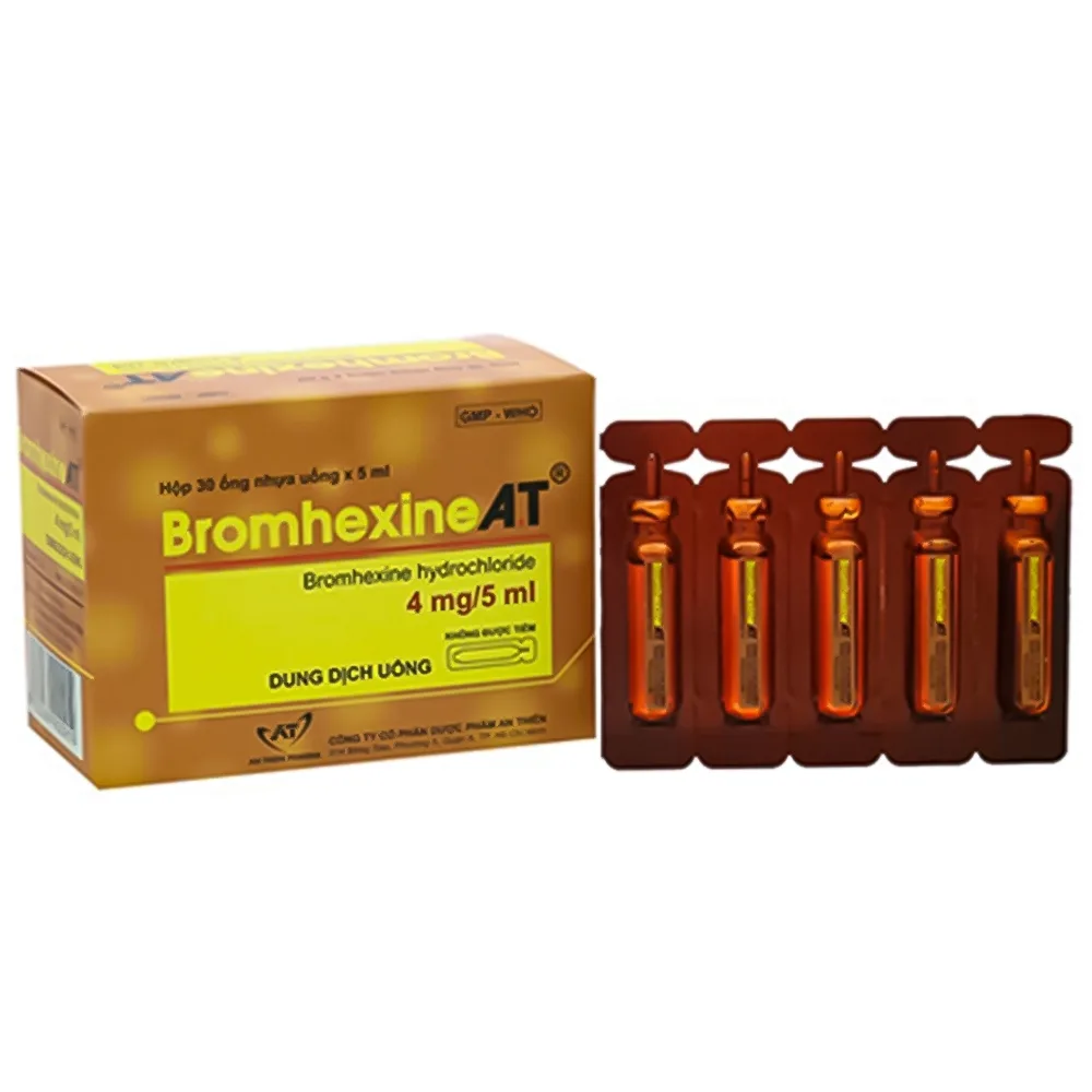 Hình ảnh Dung dịch uống Bromhexine AT 4mg/5ml loãng đờm trong nhiễm khuẩn đường hô hấp (30 ống x 5ml)