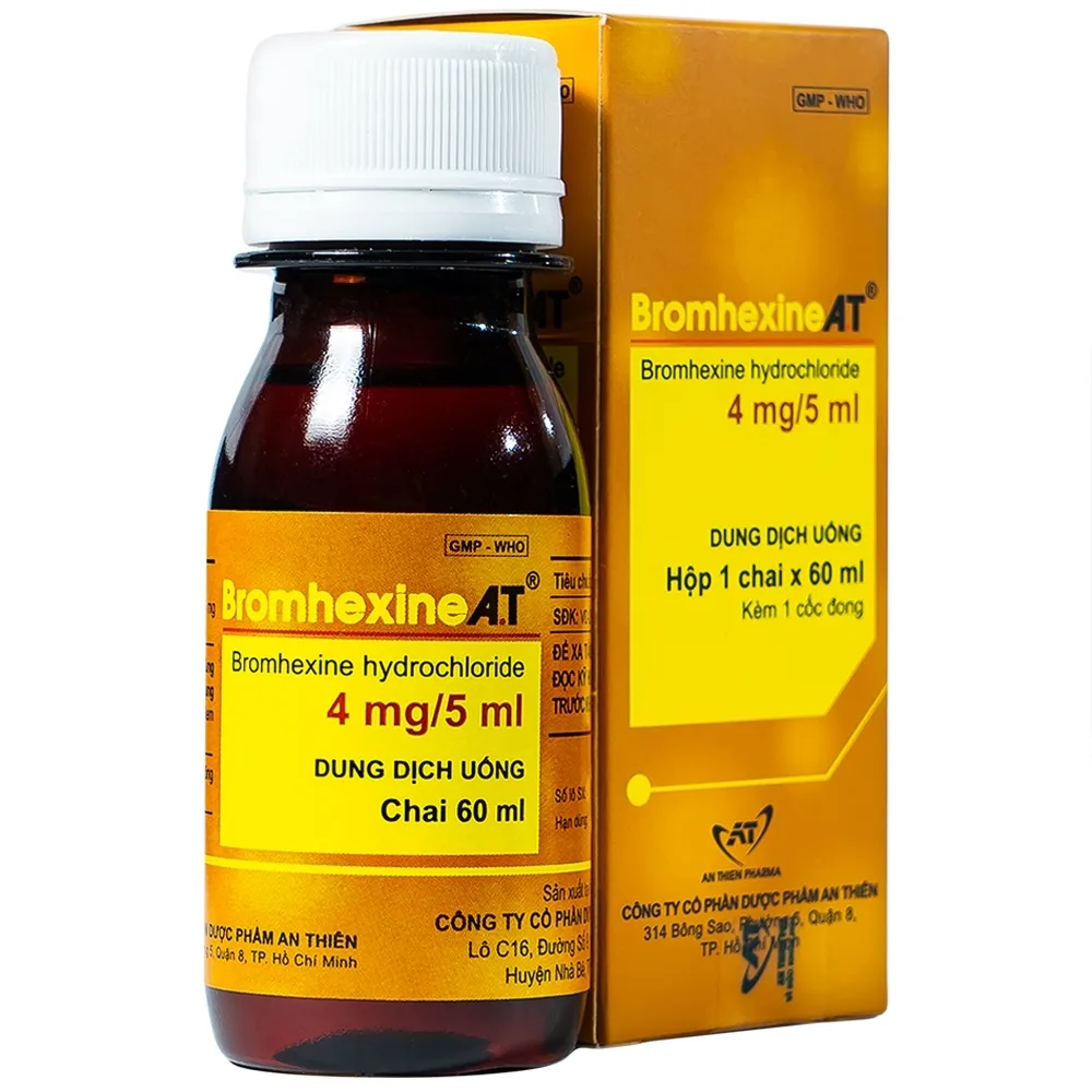 Hình ảnh Dung dịch uống Bromhexine AT loãng đờm trong nhiễm khuẩn đường hô hấp (60ml)
