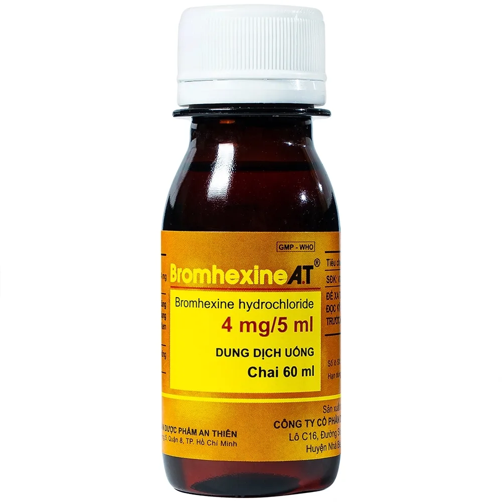 Hình ảnh Dung dịch uống Bromhexine AT loãng đờm trong nhiễm khuẩn đường hô hấp (60ml)