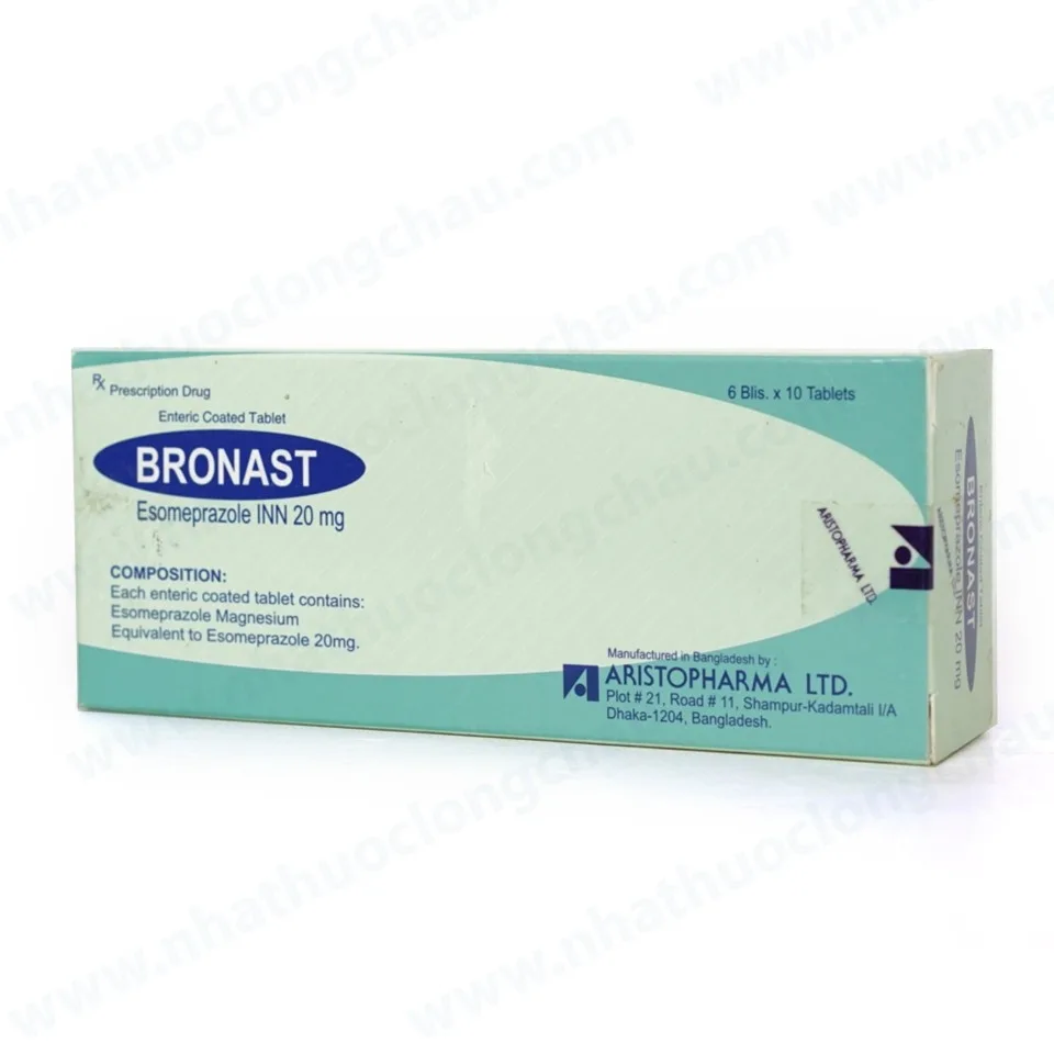 Hình ảnh Thuốc Bronast 20mg Aristopharma điều trị trào ngược dạ dày (6 vỉ x 10 viên)