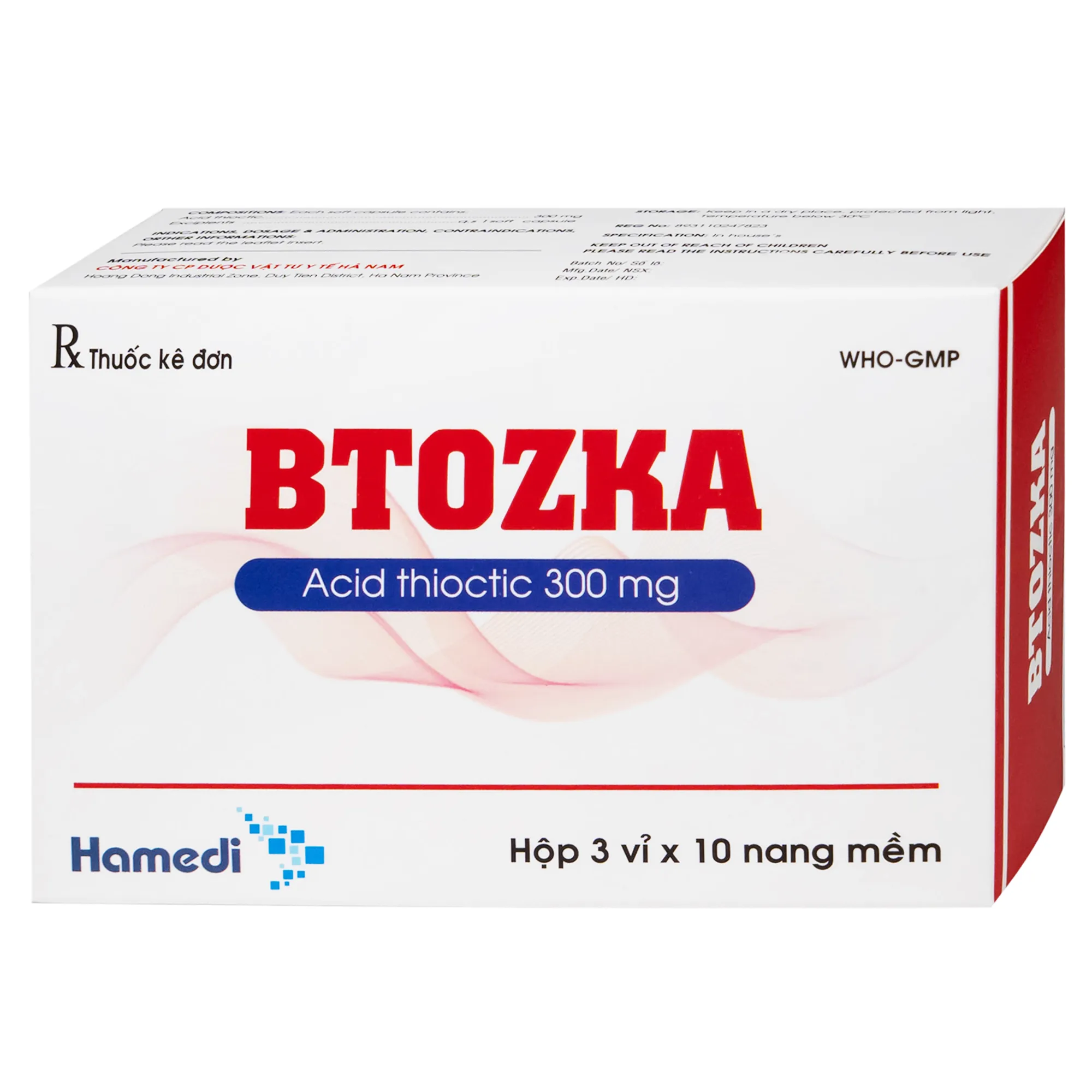 Hình ảnh Thuốc Btozka 300mg Hamedi điều trị rối loạn cảm giác trong bệnh viêm đa dây thần kinh đái tháo đường (3 vỉ x 10 viên)