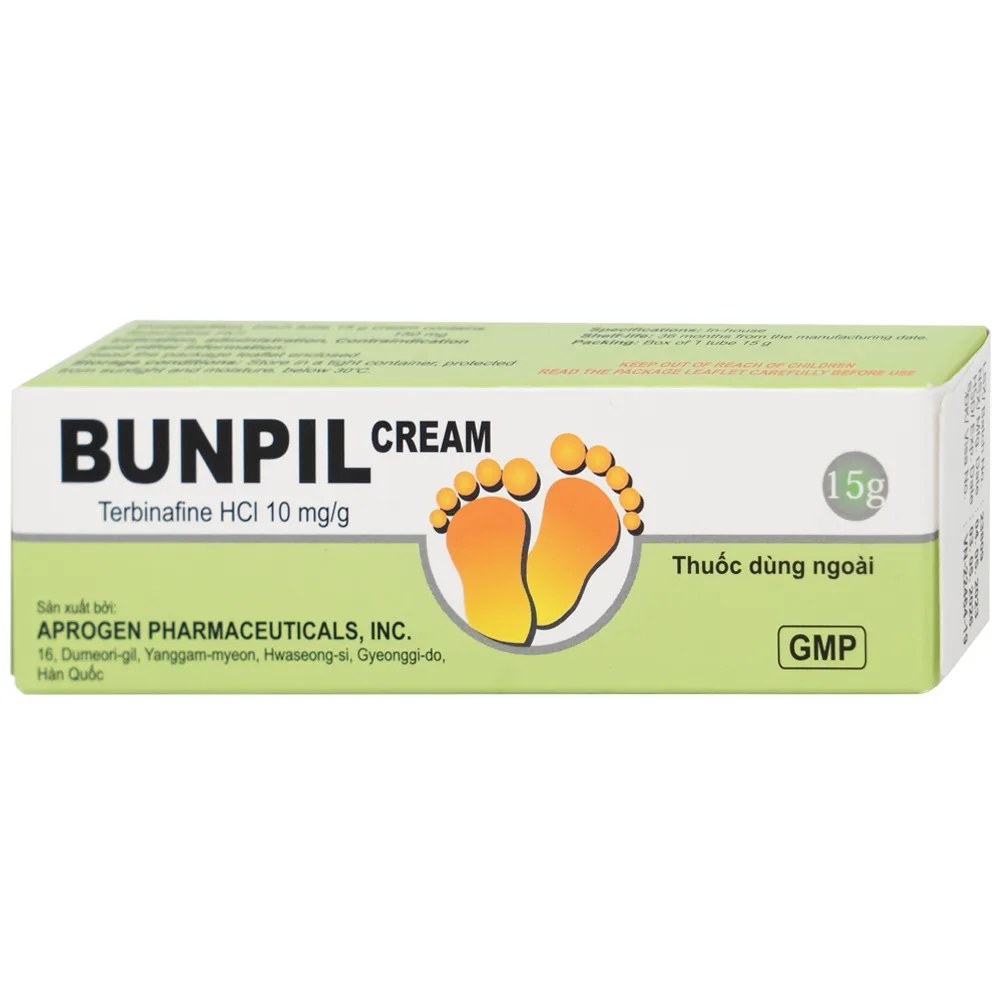 Hình ảnh Kem bôi ngoài da Bunpil 10mg Aprogen điều trị nấm da, lang ben (15g)