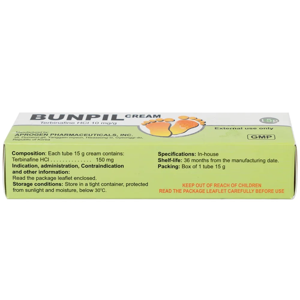 Hình ảnh Kem bôi ngoài da Bunpil 10mg Aprogen điều trị nấm da, lang ben (15g)