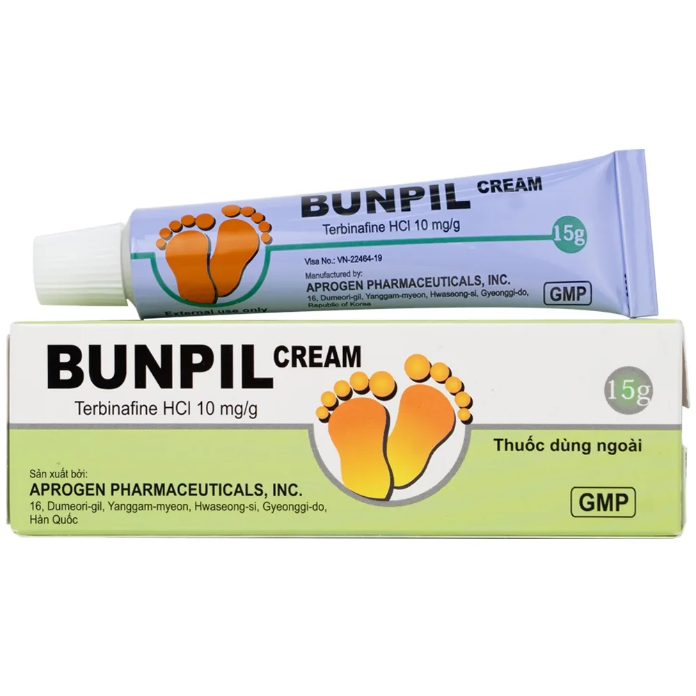Hình ảnh Kem bôi ngoài da Bunpil 10mg Aprogen điều trị nấm da, lang ben (15g)
