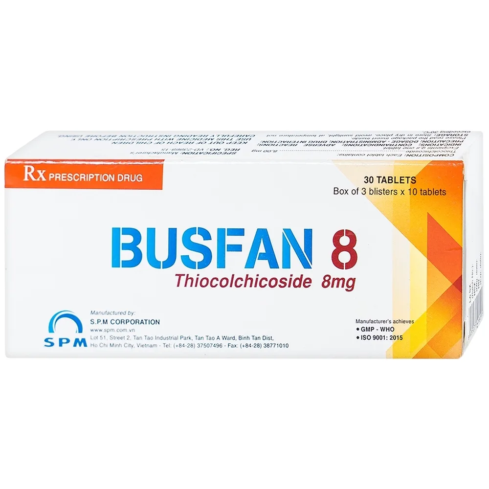Hình ảnh Thuốc Busfan 8 SPM điều trị hỗ trợ các cơn co thắt gây đau trong thoái hóa đốt sống (3 vỉ x 10 viên)