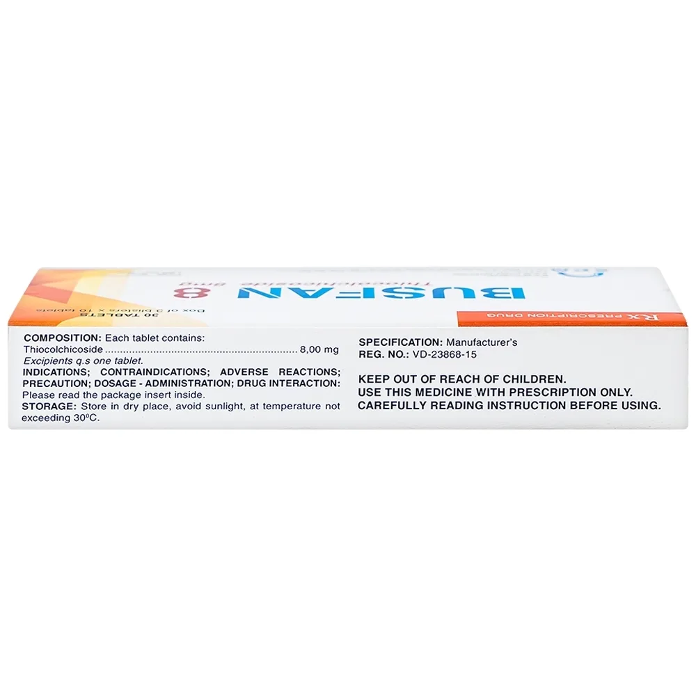 Hình ảnh Thuốc Busfan 8 SPM điều trị hỗ trợ các cơn co thắt gây đau trong thoái hóa đốt sống (3 vỉ x 10 viên)