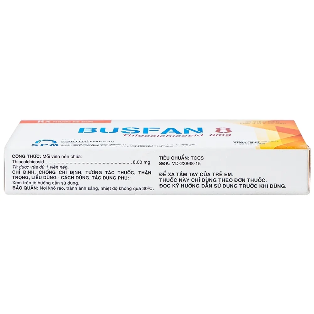 Hình ảnh Thuốc Busfan 8 SPM điều trị hỗ trợ các cơn co thắt gây đau trong thoái hóa đốt sống (3 vỉ x 10 viên)