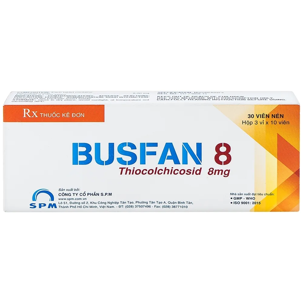 Hình ảnh Thuốc Busfan 8 SPM điều trị hỗ trợ các cơn co thắt gây đau trong thoái hóa đốt sống (3 vỉ x 10 viên)