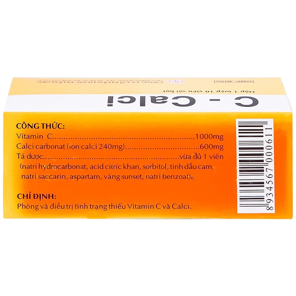 Hình ảnh Viên sủi C-Calci OPC phòng và điều trị tình trạng thiếu Vitamin C và Calci (10 viên)