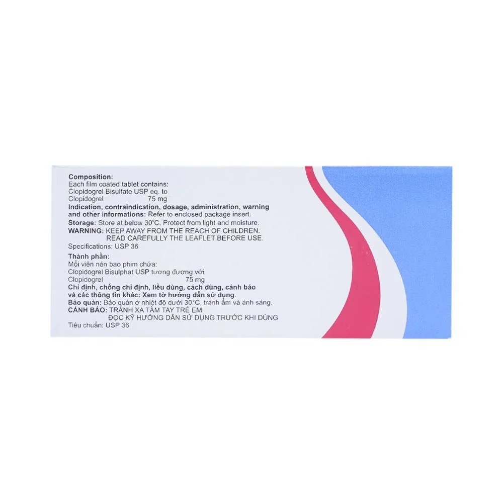 Hình ảnh Thuốc Cadigrel 75mg Cadila ngăn ngừa huyết khối động mạch (3 vỉ x 10 viên)