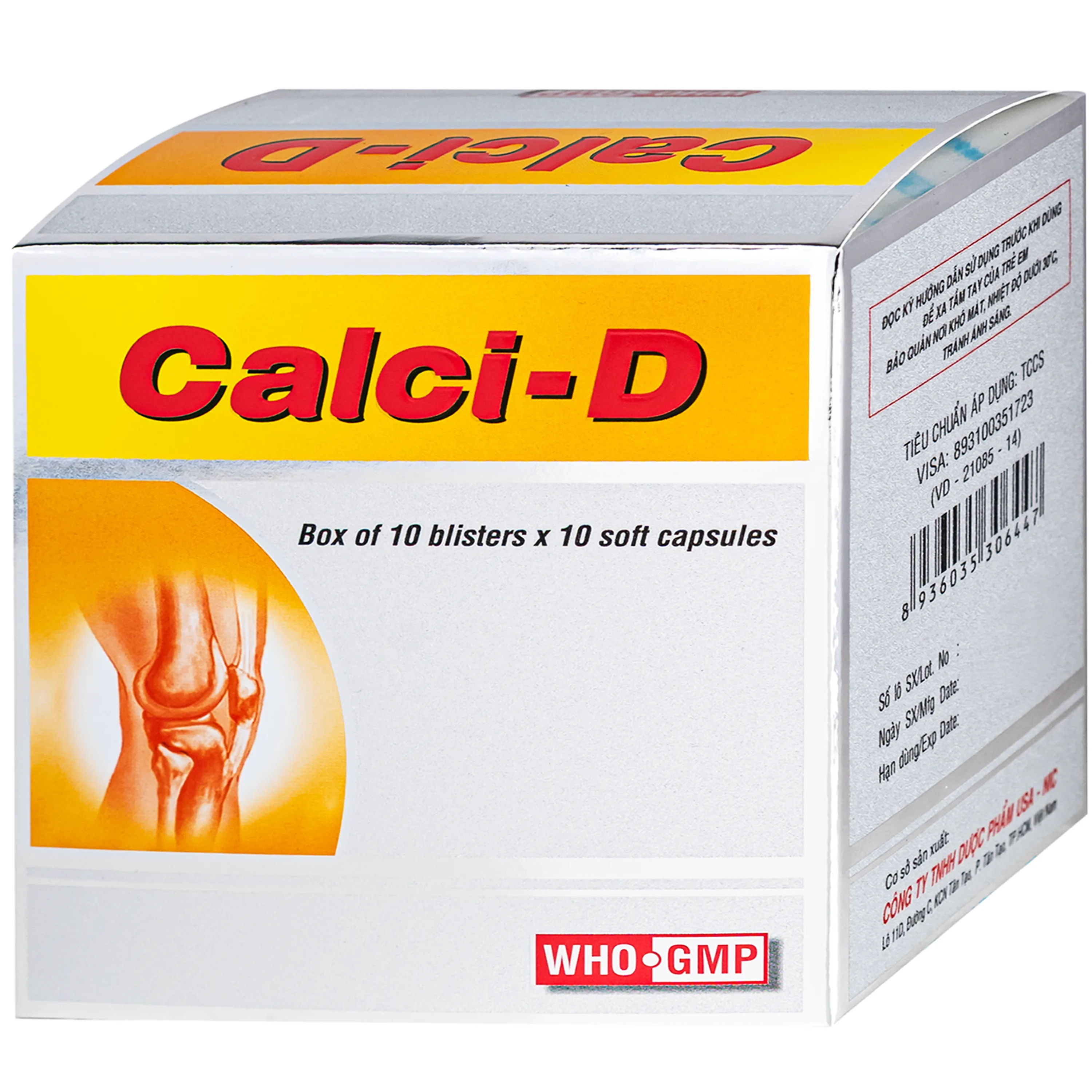 Hình ảnh Thuốc Calci-D Usa-nic phòng ngừa và điều trị tình trạng thiếu hụt canxi và vitamin D (10 vỉ x 10 viên)