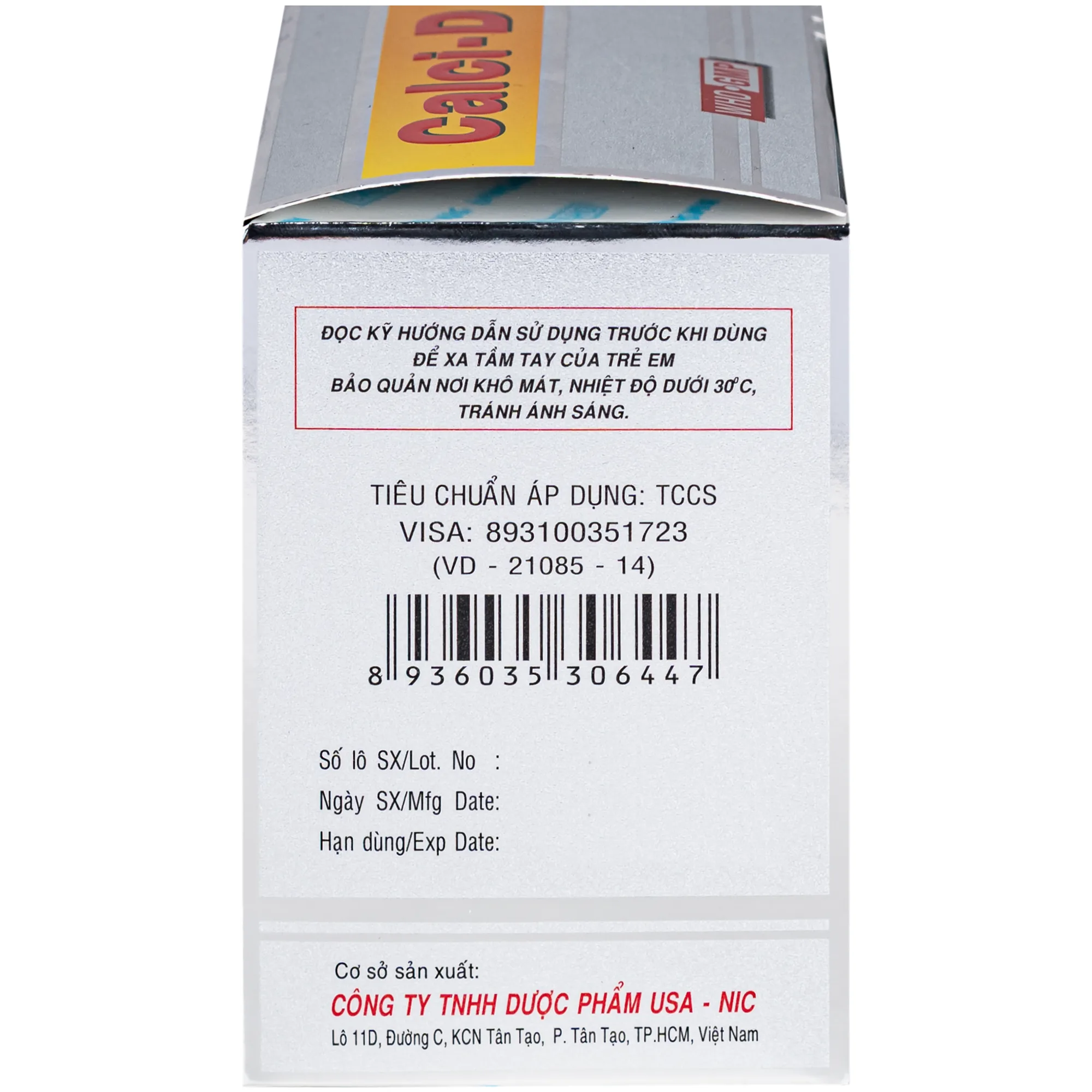 Hình ảnh Thuốc Calci-D Usa-nic phòng ngừa và điều trị tình trạng thiếu hụt canxi và vitamin D (10 vỉ x 10 viên)