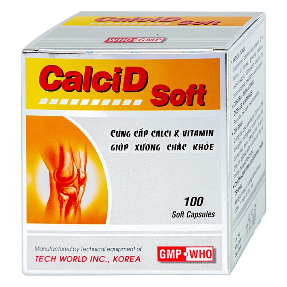 Hình ảnh Thuốc Calcid Soft cung cấp Calci và Vitamin D, giúp xương chắc khỏe (10 vỉ x 10 viên)