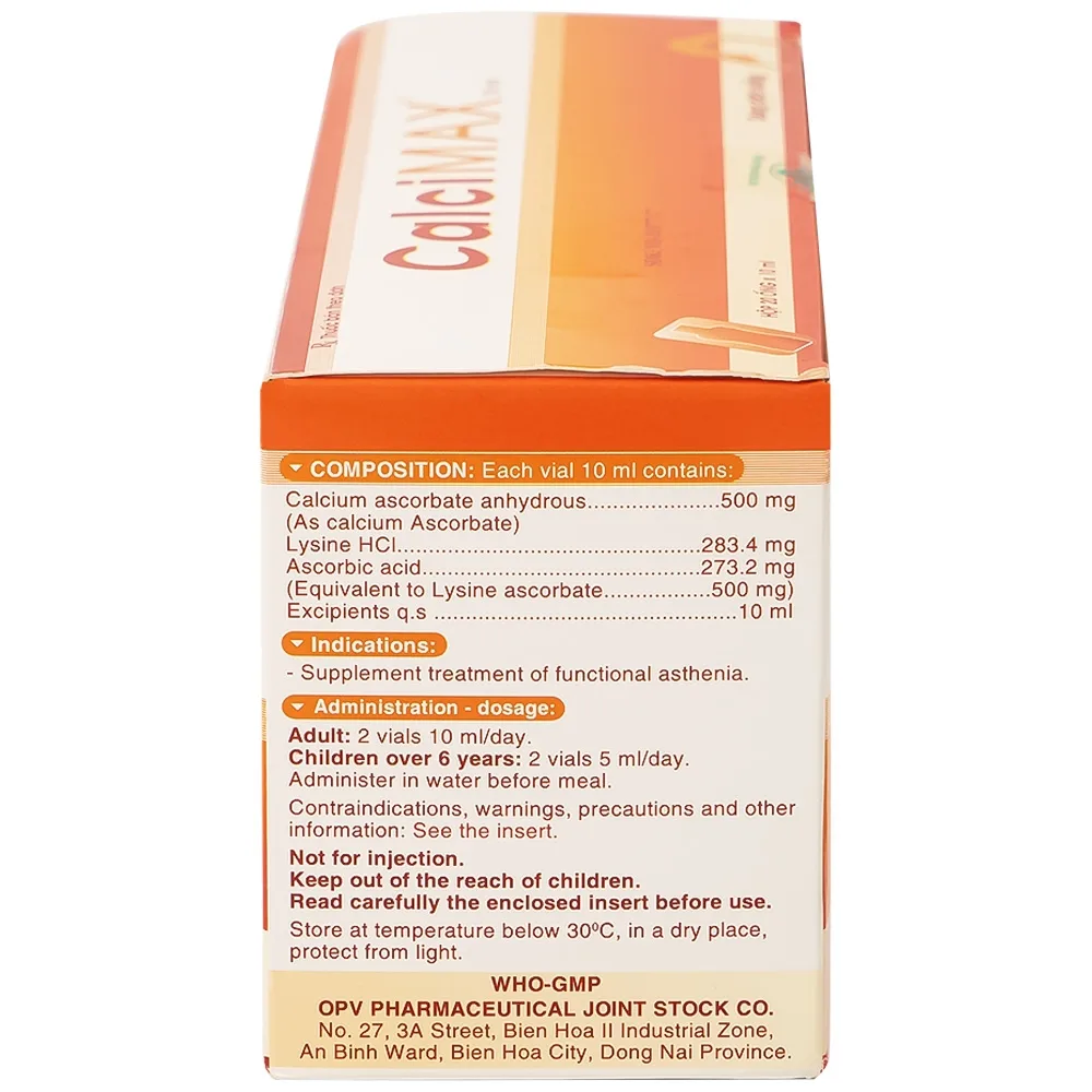 Hình ảnh Dung dịch uống CalciMAX OPV giúp ngon miệng, chắc khỏe xương (20 ống x 10ml)