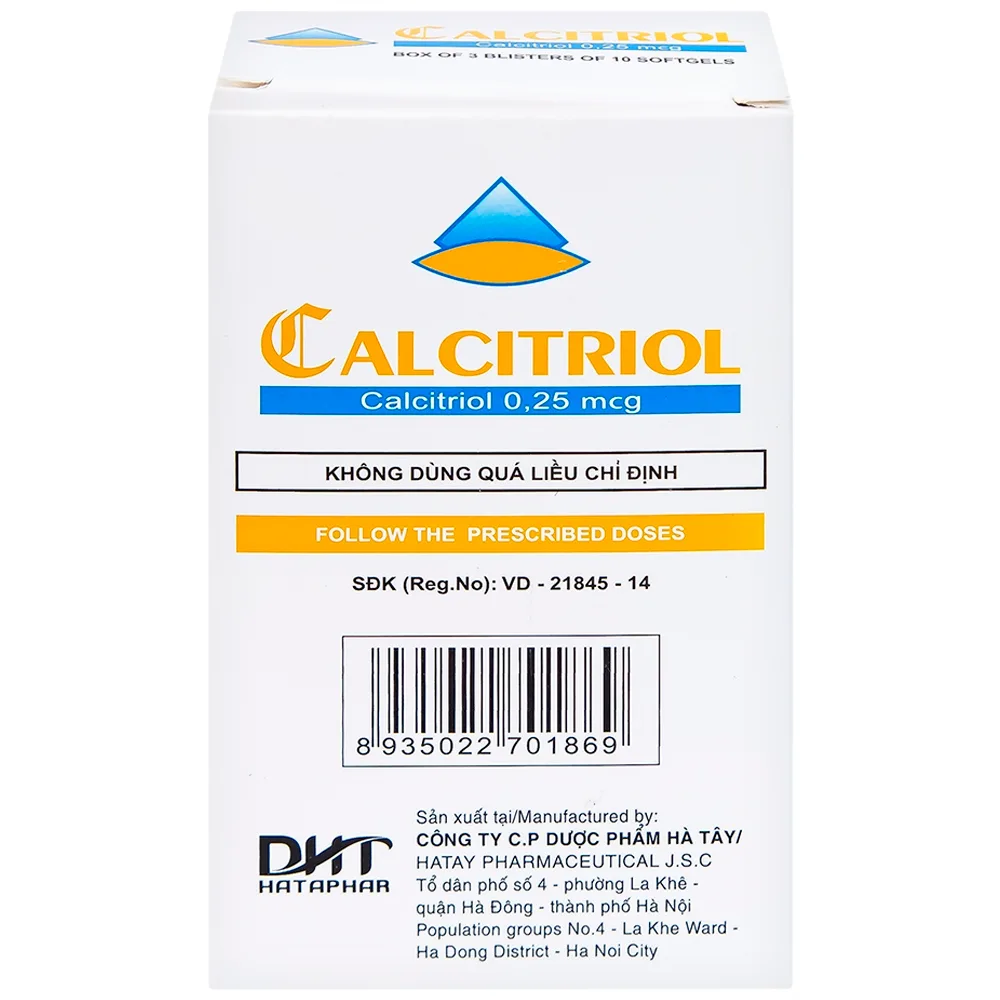 Hình ảnh Thuốc Calcitriol Hà Tây điều trị loãng xương (3 vỉ x 10 viên)