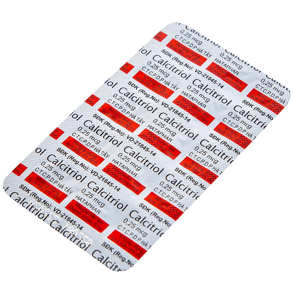 Hình ảnh Thuốc Calcitriol Hà Tây điều trị loãng xương (3 vỉ x 10 viên)