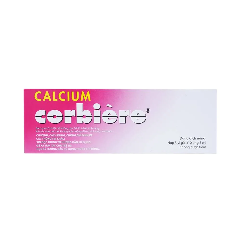 Hình ảnh Dung dịch uống Calcium Corbière Sanofi điều trị thiếu canxi, loãng xương (3 vỉ x 10 ống x 5ml)